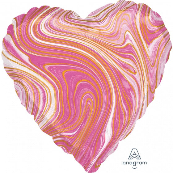 45CM HX MARBLEZ PINK HEART